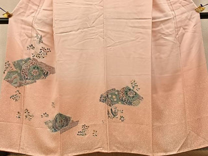 平和屋着物■訪問着　鳳凰更紗花文　たたき染め　金彩　正絹　逸品　BAAW5824hj