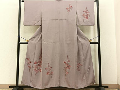 平和屋着物■訪問着　手描き　草花文　正絹　逸品　BAAW5839hj