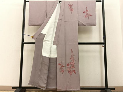 平和屋着物■訪問着　手描き　草花文　正絹　逸品　BAAW5839hj