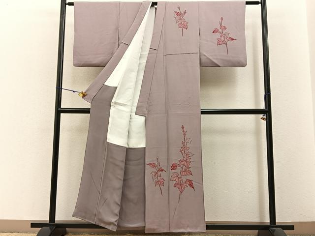 平和屋着物■訪問着　手描き　草花文　正絹　逸品　BAAW5839hj