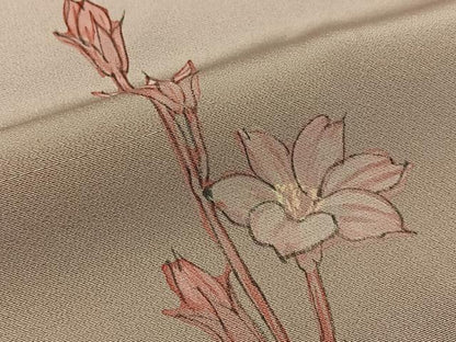 平和屋着物■訪問着　手描き　草花文　正絹　逸品　BAAW5839hj