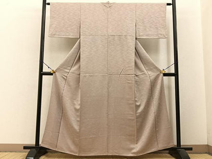 平和屋着物■上質な色無地　立波梅地紋　薄香色　正絹　逸品　BAAW5844hj