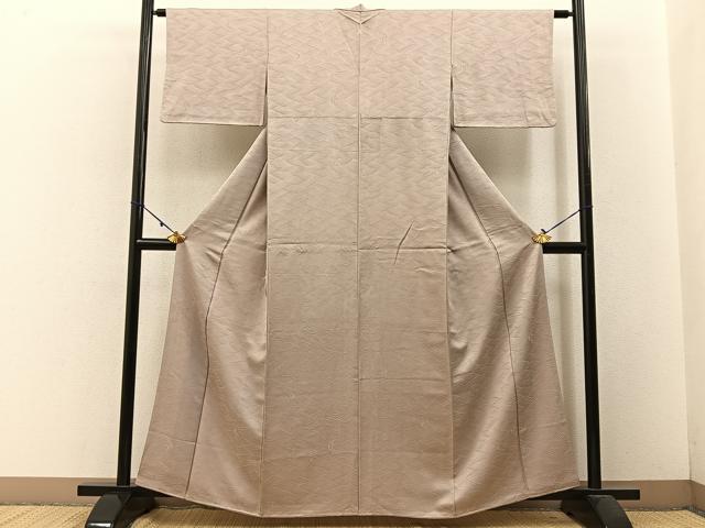 平和屋着物■上質な色無地　立波梅地紋　薄香色　正絹　逸品　BAAW5844hj