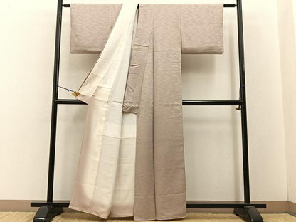 平和屋着物■上質な色無地　立波梅地紋　薄香色　正絹　逸品　BAAW5844hj