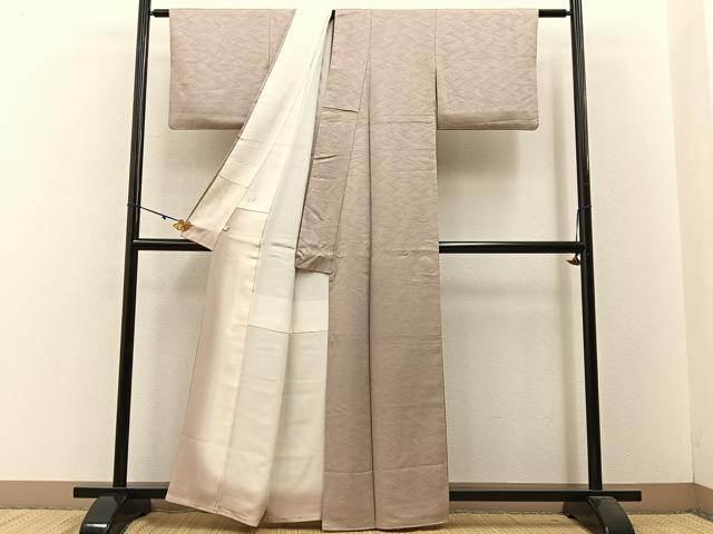 平和屋着物■上質な色無地　立波梅地紋　薄香色　正絹　逸品　BAAW5844hj