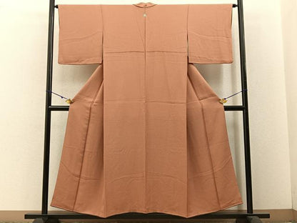 平和屋着物■上質な色無地　深支子色　正絹　逸品　BAAW5845hj