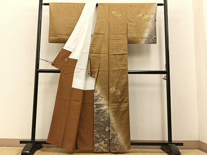 平和屋着物■訪問着　刺繍　地紙花文　暈し染め　金銀彩　三越扱い　正絹　逸品　BAAW5853hj