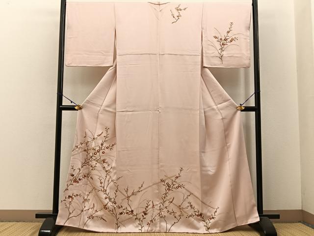 平和屋着物■訪問着　駒刺繍　草花文　金彩　正絹　逸品　BAAW5867hj
