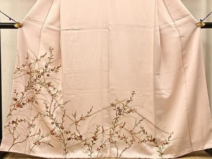 平和屋着物■訪問着　駒刺繍　草花文　金彩　正絹　逸品　BAAW5867hj