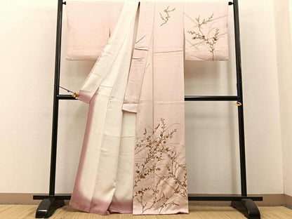 平和屋着物■訪問着　駒刺繍　草花文　金彩　正絹　逸品　BAAW5867hj