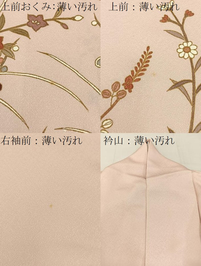 平和屋着物■訪問着　駒刺繍　草花文　金彩　正絹　逸品　BAAW5867hj