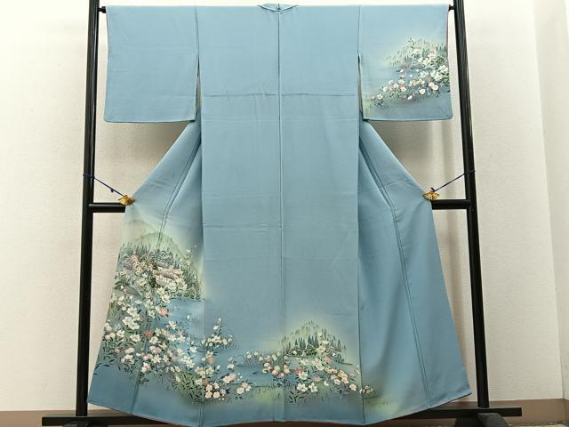 平和屋着物■訪問着　友禅　風景花文　暈し染め　正絹　逸品　BAAW5875hj
