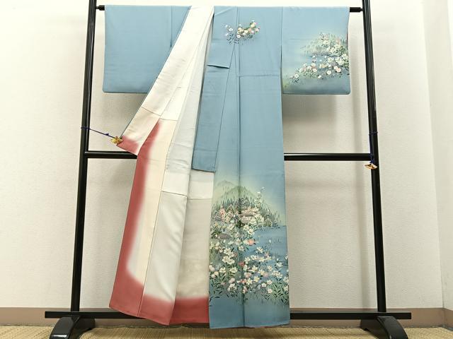 平和屋着物■訪問着　友禅　風景花文　暈し染め　正絹　逸品　BAAW5875hj