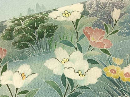 平和屋着物■訪問着　友禅　風景花文　暈し染め　正絹　逸品　BAAW5875hj