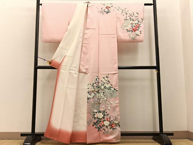 平和屋着物■訪問着　御所車花文　暈し染め　金彩　正絹　逸品　BAAW5879hj
