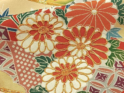 平和屋着物■豪華黒留袖 駒刺繍 扇面雪芝花文 正絹 逸品 BAAW5882hj