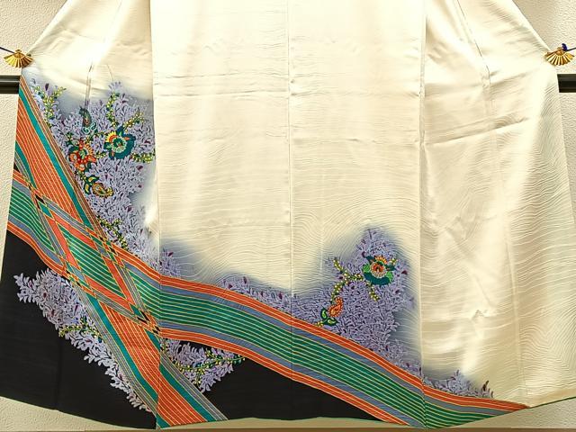 平和屋着物■訪問着　手描き　更紗花文　暈し染め　正絹　逸品　BAAW5885hj