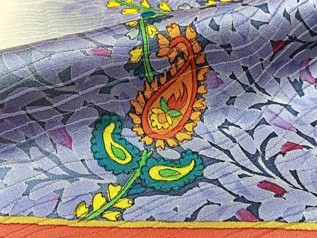 平和屋着物■訪問着　手描き　更紗花文　暈し染め　正絹　逸品　BAAW5885hj