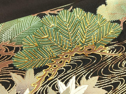 平和屋着物■豪華黒留袖 渡橋浜松文 金彩 正絹 逸品 BAAW5893hj