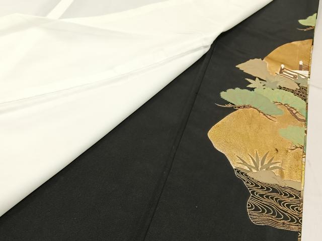 平和屋着物■豪華黒留袖 渡橋浜松文 金彩 正絹 逸品 BAAW5893hj