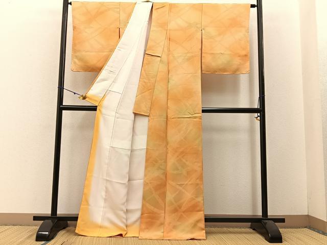 平和屋着物■上質な小紋　熨斗花地紋　暈し染め　正絹　逸品　未使用　BAAW5894hj
