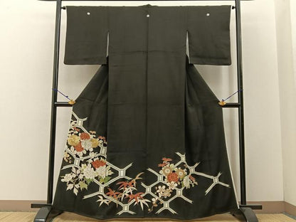 平和屋着物■豪華黒留袖 刺繍 蜀江花文 金彩 正絹 逸品 BAAW5896hj