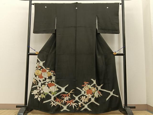 平和屋着物■豪華黒留袖 刺繍 蜀江花文 金彩 正絹 逸品 BAAW5896hj