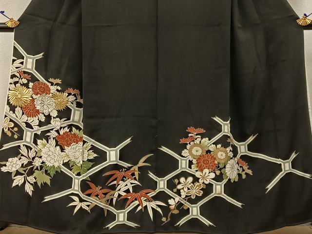 平和屋着物■豪華黒留袖 刺繍 蜀江花文 金彩 正絹 逸品 BAAW5896hj