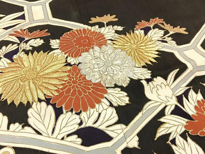 平和屋着物■豪華黒留袖 刺繍 蜀江花文 金彩 正絹 逸品 BAAW5896hj