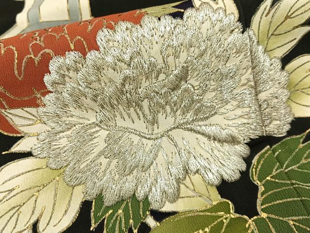 平和屋着物■豪華黒留袖 刺繍 蜀江花文 金彩 正絹 逸品 BAAW5896hj