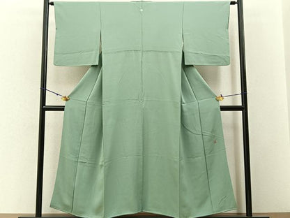 平和屋着物■上質な色無地　作家物　山葵色　正絹　逸品　BAAW5904hj