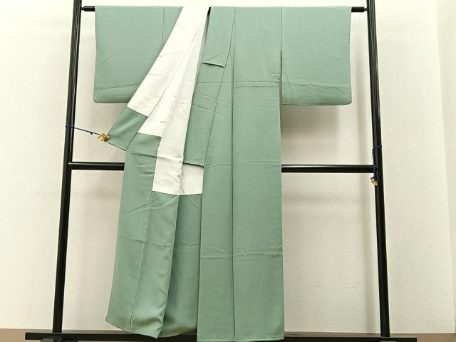 平和屋着物■上質な色無地　作家物　山葵色　正絹　逸品　BAAW5904hj