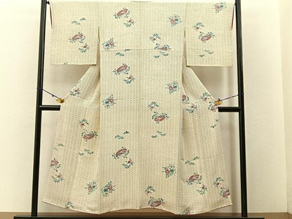 平和屋着物■上質な小紋　扇面葵花文　正絹　逸品　BAAW5907hj
