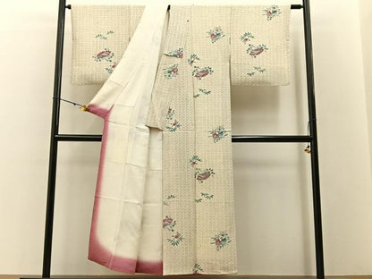 平和屋着物■上質な小紋　扇面葵花文　正絹　逸品　BAAW5907hj