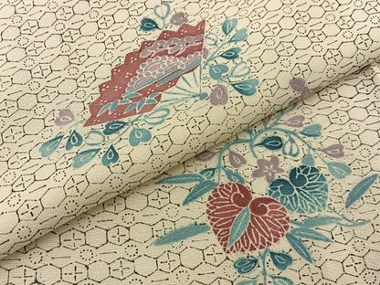 平和屋着物■上質な小紋　扇面葵花文　正絹　逸品　BAAW5907hj