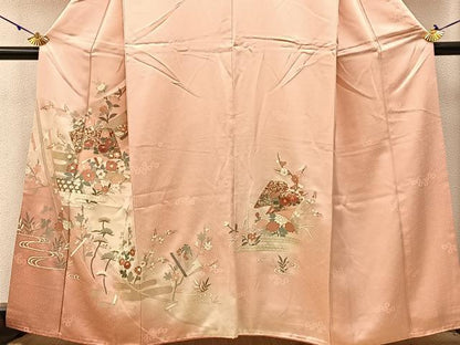 平和屋着物■訪問着　刺繍　冊子エ霞花文　暈し染め　金彩　鈴乃屋扱い　正絹　逸品　BAAW5910hj