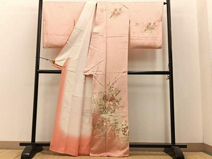 平和屋着物■訪問着　刺繍　冊子エ霞花文　暈し染め　金彩　鈴乃屋扱い　正絹　逸品　BAAW5910hj