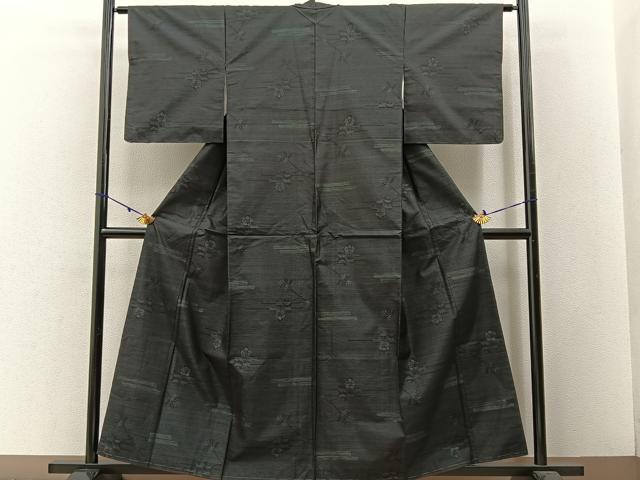 平和屋着物■本場大島紬　草花文　正絹　逸品　未使用　BAAW5911hj