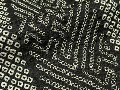 平和屋着物●上質な小紋　総絞り　麻の葉間道　黒地　正絹　逸品　未使用　BAAW5921hj