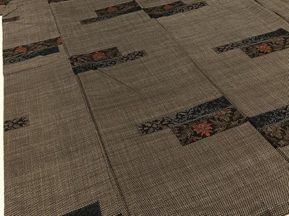 平和屋着物●本場大島紬　7マルキ　横段更紗花文　やまと誂製　正絹　逸品　BAAW5922hj