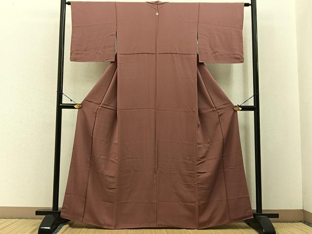平和屋着物■上質な色無地 真赭色 正絹 逸品 BAAW5936hj
