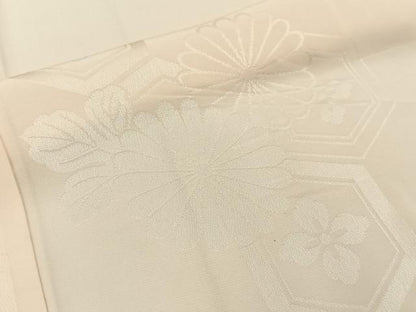 平和屋着物■長襦袢　無双仕立て　亀甲菊地紋　正絹　逸品　BAAW5940hj