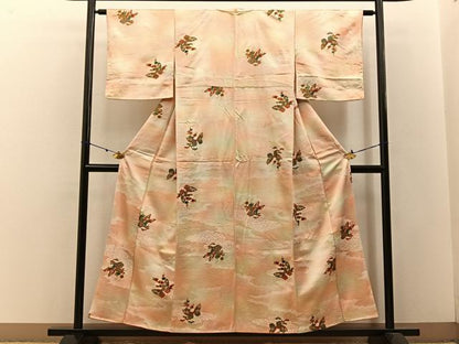 平和屋着物■上質な小紋　花蝶文　暈し染め　金彩　正絹　逸品　BAAW5942hj