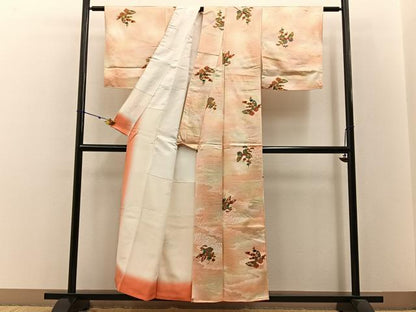 平和屋着物■上質な小紋　花蝶文　暈し染め　金彩　正絹　逸品　BAAW5942hj