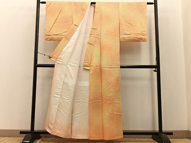 平和屋着物■上質な小紋 青海波地紋 暈し染め 正絹 逸品 BAAW5944hj