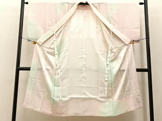 平和屋着物■長襦袢 無双仕立て 花蝶地紋 暈し染め 正絹 逸品 BAAW5951hj