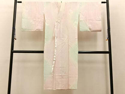 平和屋着物■長襦袢 無双仕立て 花蝶地紋 暈し染め 正絹 逸品 BAAW5951hj