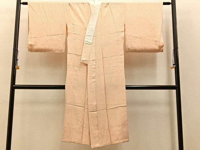 平和屋着物■長襦袢 無双仕立て 菊地紋 淡香色 正絹 逸品 BAAW5953hj