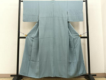 平和屋着物■上質な色無地 縞地紋 水浅葱色 正絹 逸品 BAAW5955hj