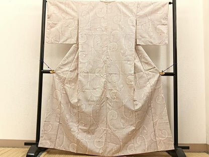平和屋着物■上質な紬 唐草文 正絹 逸品 BAAW5962hj